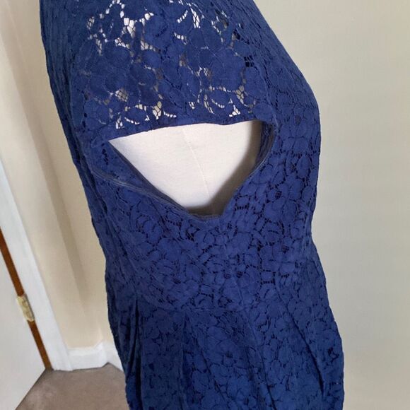 Madewell Navy Lacebloom Eyelet Fit & Flare Mini Dress Size 10 - Picture 10 of 12